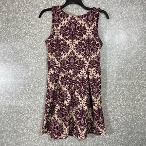 Charming Charlie Burgundy Tapestry Fit & Flare Dress - Size Medium - Sleeveless